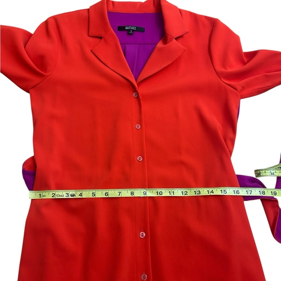 Badgley Mischka Orange & Purple Colorblock Long Sleeve Designer Dress size 4 - Picture 10 of 11
